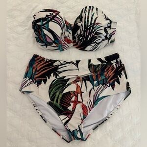 Fig Leaves tropical print bikini high waist bottom NWOT